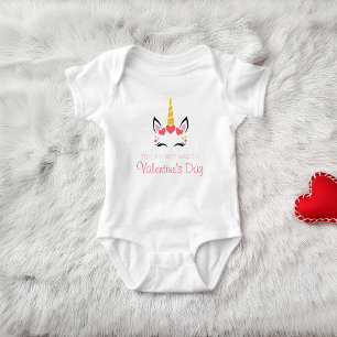 Cute First Magical Unicorn Valentine's Day Baby Bodysuit