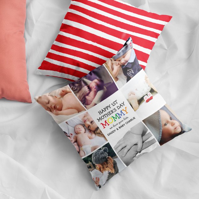Cute First Mother's Day Mummy | Photo Collage Cushion (Creator Uploaded)