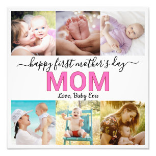 Cute First Mother's Day Photo Collage Keepsake Print