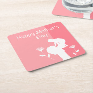  Cute First Mother's Day Square Paper Coaster