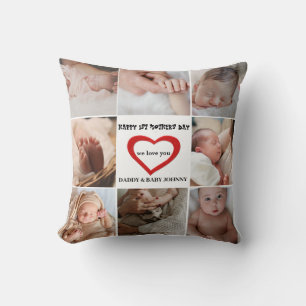 Cute First Mother's Day We love you  Photo Collage Cushion