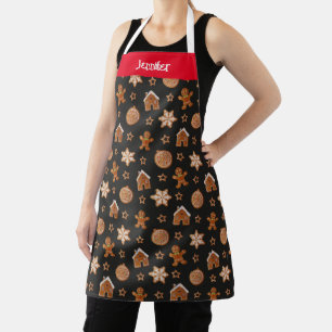 Cute First Name Gingerbread Illustration Pattern Apron