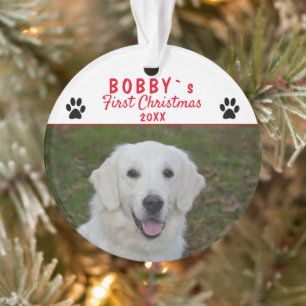 Cute First Puppy Christmas Paw Red Dog Photo Ornament