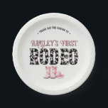 Cute First Rodeo Pink Personalised 1st Birthday Paper Plate<br><div class="desc">Make your little cowgirl’s big day unforgettable with these Cute First Rodeo Pink Personalised 1st Birthday Paper Plates. Featuring an adorable design of cowgirl hats, boots, and playful Wild West accents, these plates are perfect for celebrating a first birthday with a rodeo twist. The soft pink background adds a sweet...</div>