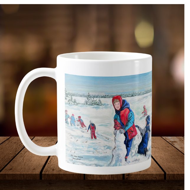 Cute First Snowfall Winter Scene Coffee Mug (Classic Winter Landscape and Holiday Scene.)