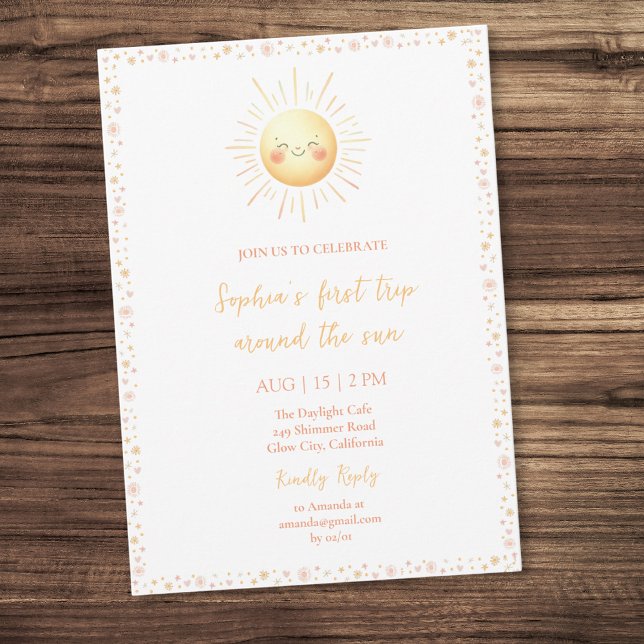 Cute First Trip Around the Sun 1st Birthday Party  Invitation (Creator Uploaded)