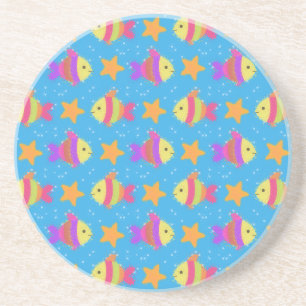 Cute Fish And Starfish Pattern Coaster