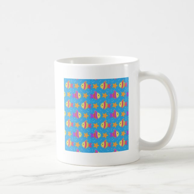 Cute Fish And Starfish Pattern Coffee Mug (Right)