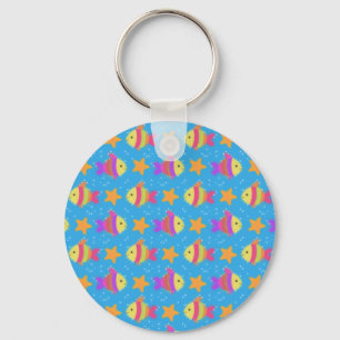 Cute Fish And Starfish Pattern Key Ring