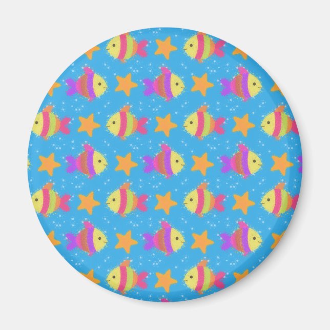 Cute Fish And Starfish Pattern Magnet (Front)