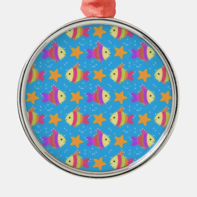 Cute Fish And Starfish Pattern Metal Tree Decoration (Front)