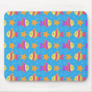 Cute Fish And Starfish Pattern Mouse Pad