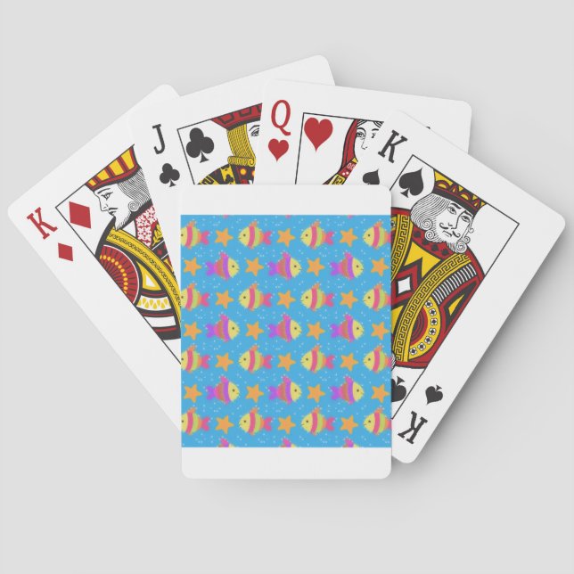 Cute Fish And Starfish Pattern Playing Cards (Back)