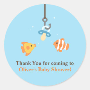 Cute Fish Bait Fishing Themed Baby Shower Stickers