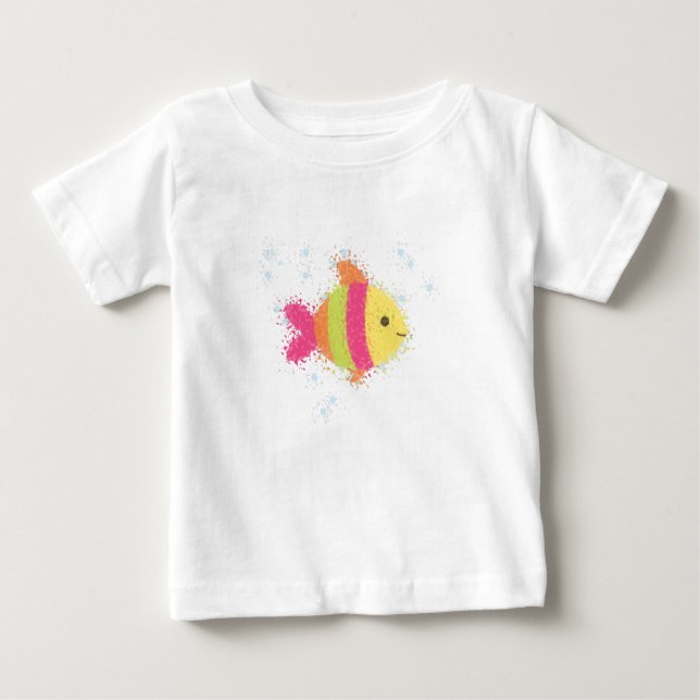 Cute Fish Cartoon Baby T-Shirt (Front)