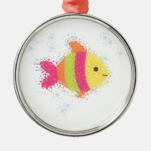 Cute Fish Cartoon Metal Tree Decoration