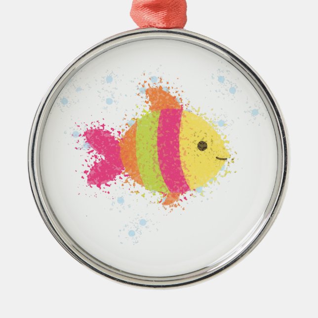 Cute Fish Cartoon Metal Tree Decoration (Front)