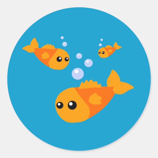 Cute Fish Classic Round Sticker (Front)
