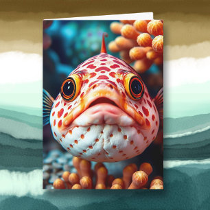 Cute Fish Close Up   Checking On You Card