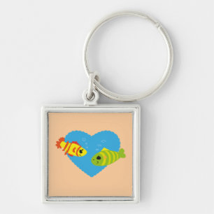 Cute Fish Couple Valentine Aquarium Love Key Ring