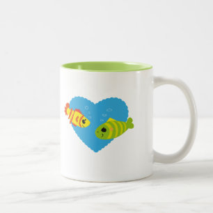 Cute Fish Couple Valentine Aquarium Love Two-Tone Coffee Mug