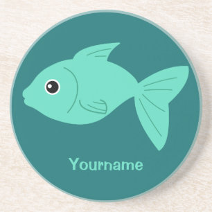 Cute Fish custom monogram coaster