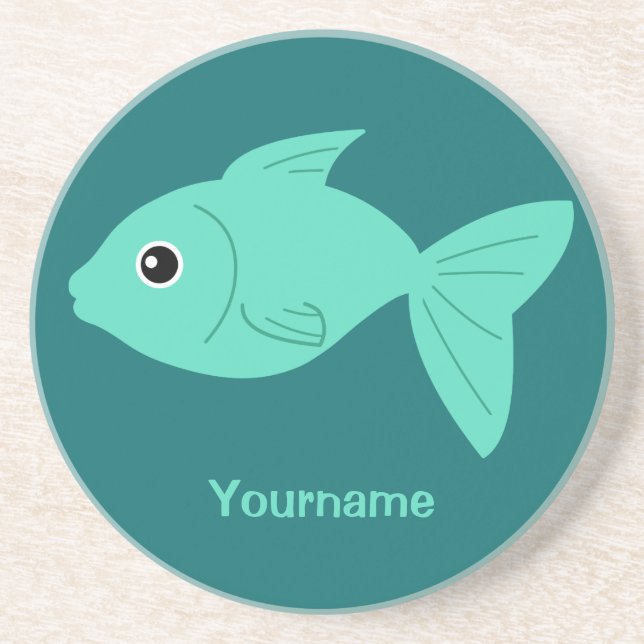 Cute Fish custom monogram coaster (Front)