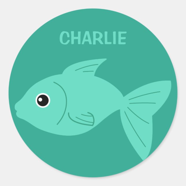 Cute Fish custom name stickers (Front)