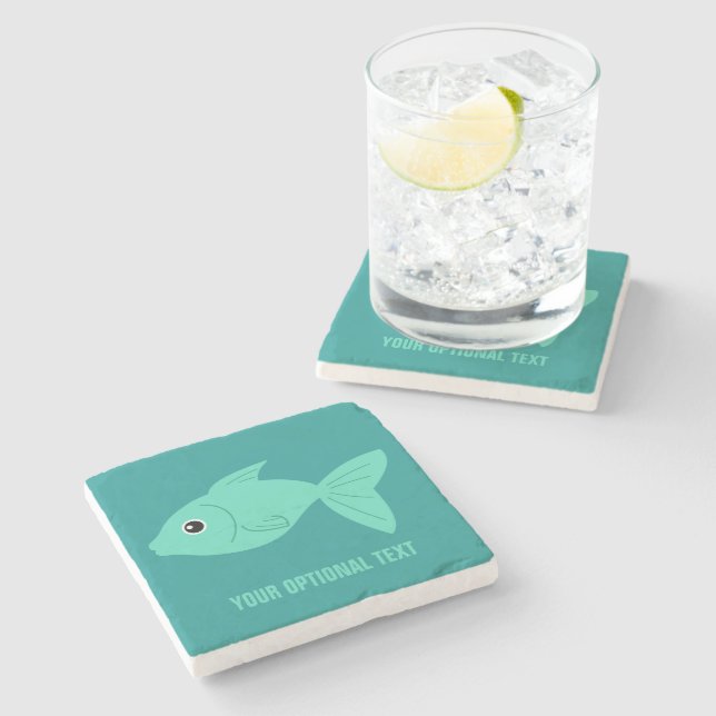 Cute Fish custom stone coaster (Side)