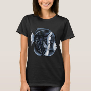 Cute Fish Eyelashes Black White Digital Art T-Shirt