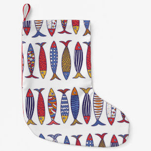 Cute Fish Illustration: Kids Seamless Background Small Christmas Stocking