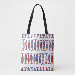 Cute Fish Illustration: Kids Seamless Background Tote Bag
