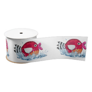 Cute Fish in Water Satin Ribbon