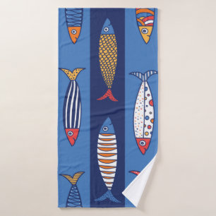 Cute fish. Kids background. Seamless pattern Bath Towel