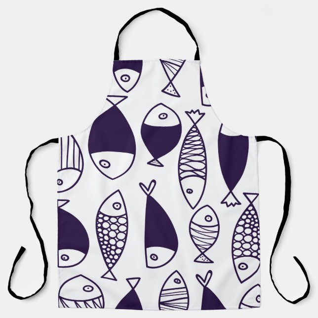 Cute fish. Kids background. Seamless pattern. Can  Apron (Front)