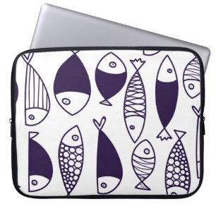 Cute fish. Kids background. Seamless pattern. Can Laptop Sleeve