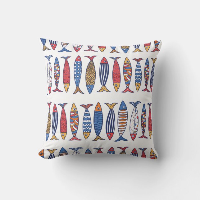 Cute fish. Kids background. Seamless pattern. Cushion (Front)