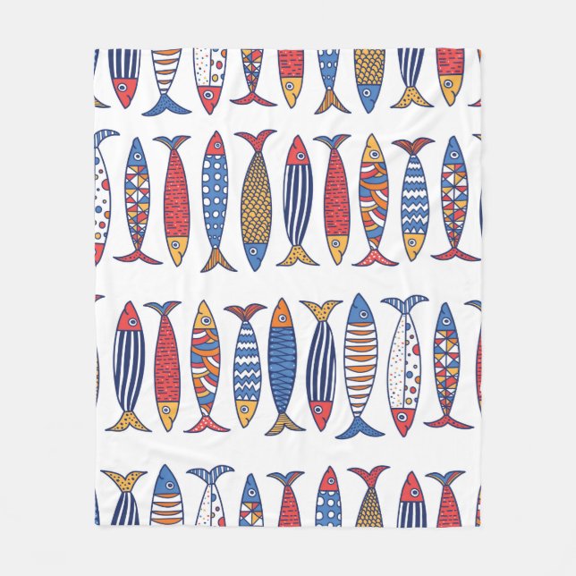 Cute fish. Kids background. Seamless pattern. Fleece Blanket (Front)
