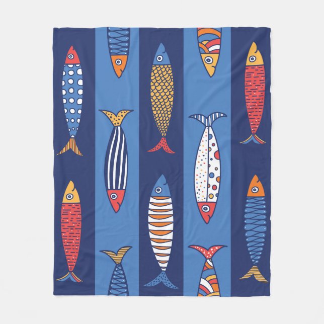 Cute fish. Kids background. Seamless pattern Fleece Blanket (Front)