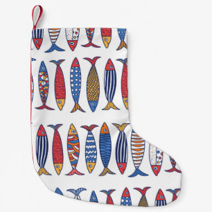 Cute fish. Kids background. Seamless pattern. Small Christmas Stocking