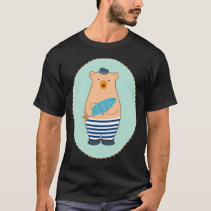 Cute Fish Man Bear with Fish T-Shirt
