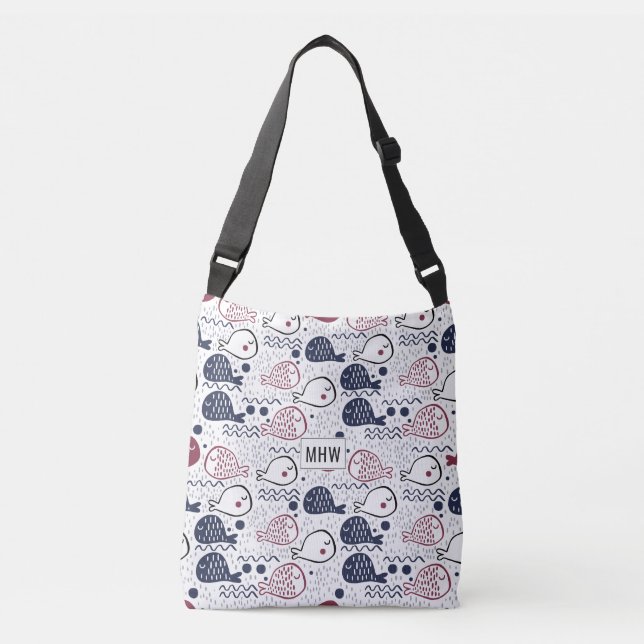 Cute Fish Pattern custom monogram bags (Front)