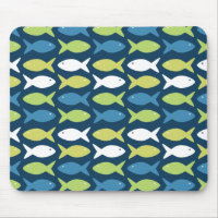 Cute Fish Pattern in Blue Green Yellow and White