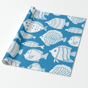 Cute fish vintage set. Decorative illustration. Co Wrapping Paper