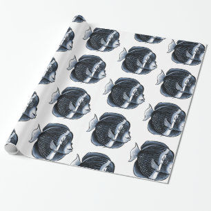 Cute Fish With Eyelashes Tropical Angelfish Wrapping Paper