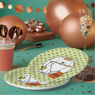 Cute Fishing American Eskimo Dog - Eskie Paper Plate