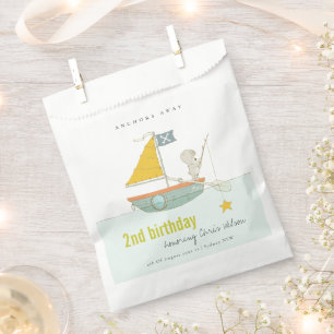 Cute Fishing Bear Star Sailboat Any Age Birthday Favour Bag