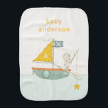 Cute Fishing Bear Star Sailboat Kids Monogram Burp Cloth<br><div class="desc">For any further customisation or any other matching items,  please feel free to contact me at yellowfebstudio@gmail.com</div>