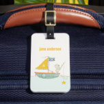 Cute Fishing Bear Star Sailboat Kids Monogram Luggage Tag<br><div class="desc">For any further customisation or any other matching items,  please feel free to contact me at yellowfebstudio@gmail.com</div>