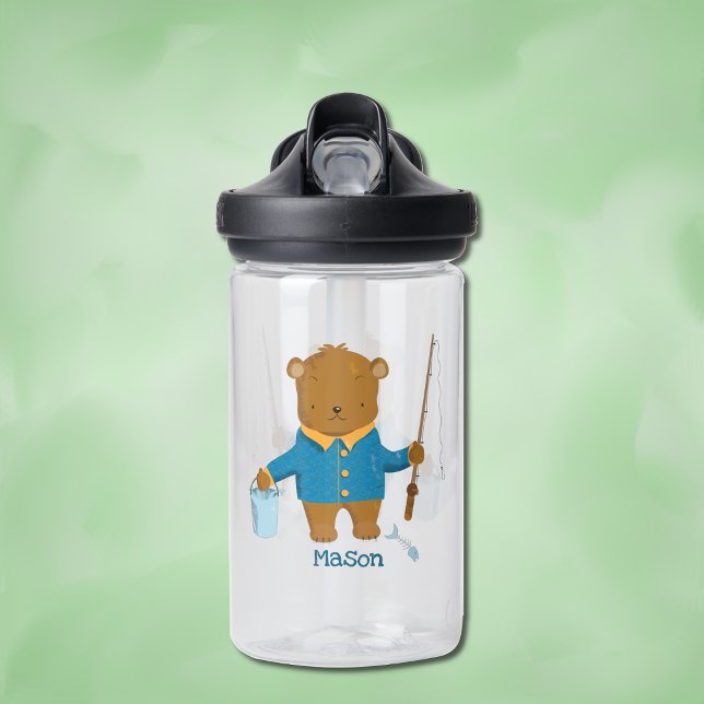 Cute Fishing Brown Bear Kid Water Bottle (Creator Uploaded)